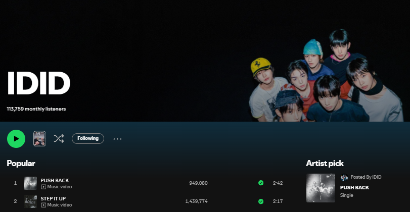 ididnkz's tweet photo. IDID PUSH BACK only needs about 50K streams more to reach 1M 🎧 

WITHID, stream with us! Join our parties and follow us on Stationhead!
https://t.co/iTlyYpWrjs https://t.co/jpjiZxGIUX
https://t.co/gOxDoCcl7b

#IDID #아이딧 #PUSH_BACK @IDID_starship https://t.co/JuDv4MN2sc