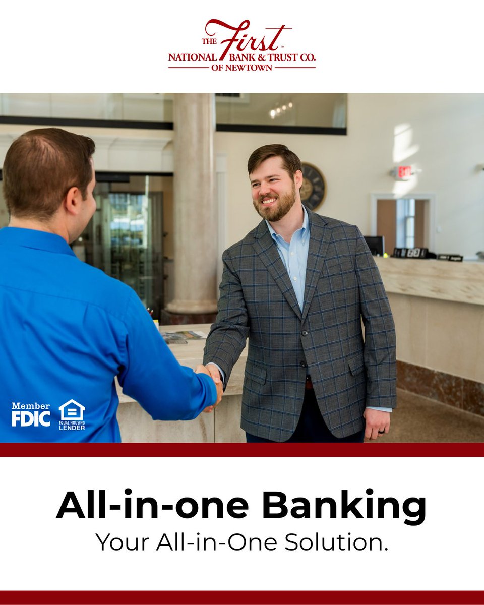 FNBNewtown's tweet image. Spring into smarter banking! With All-in-one Banking, you’ll enjoy convenience, premium perks, and peace of mind, all in one account.

Start today: shorturl.at/nbV2U

#FinancialGoals #AllInOneBanking #TrackYourMoney #SimplifySaveSucceedWithTheFirst #TheFirst #BucksCounty