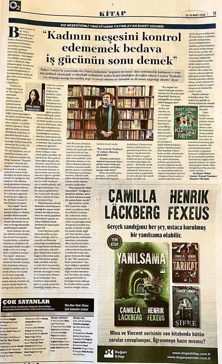 "Kadının neşesini kontrol edememek, bedava iş gücünün sonu demek!" #kızneşesi röportajında gazeteci-yazar #sibeloral her zamanki keskin zekâsı, derin analiz yeteneği ve kültürel birikimiyle müthiş bir yorum yapmış👏Alkışlar📚💙🌏 <a href="/GazeteOksijen/">Oksijen</a>