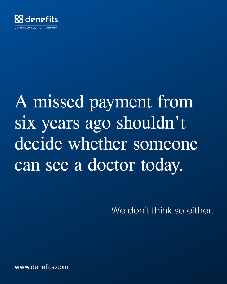 denefits's tweet image. We believe healthcare decisions should be based on need—not past financial setbacks. With Denefits, care stays within reach.

#Denefits #HealthcareForAll #AffordableCare #CareWithoutBarriers #FinancialFreedom #FlexiblePayments #PatientFinancing #MedicalFinancing