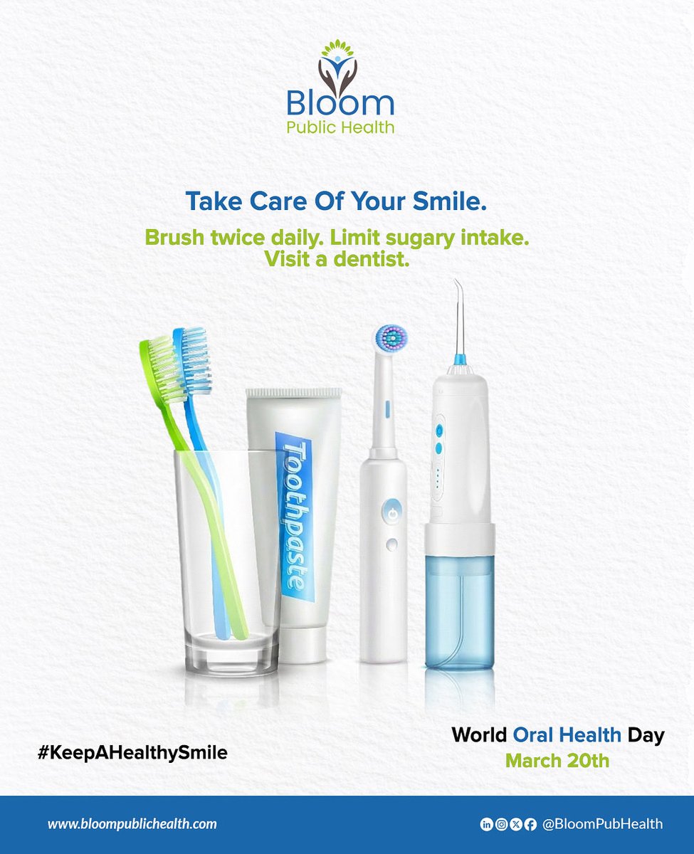 bloompubhealth's tweet image. Happy World Oral Health Day. 🦷

Prevention starts with daily habits: consistent #hygiene, balanced nutrition, and regular check-ups. When discomfort occurs, early and targeted support can help restore comfort quickly. 

#oralhealth #dentalcare #collaborate #PublicHealth
