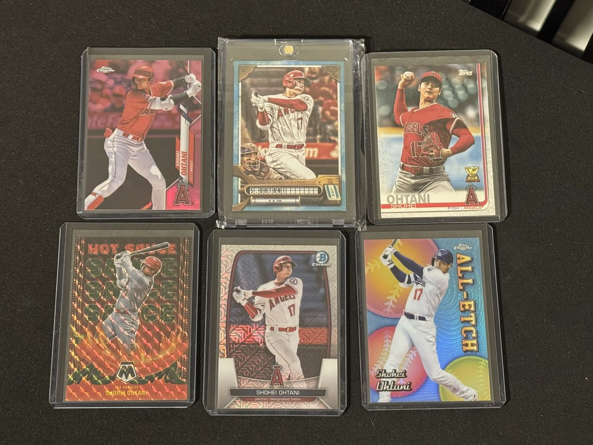 Skoob72's tweet photo. Shohei Ohtani Lot. Will send more pics if there is interest. The Legends in the making black and blue have damaged corners. Would prefer to keep it as a lot. 

4K obo 

@CardPurchaser https://t.co/WTvgqdMT4M