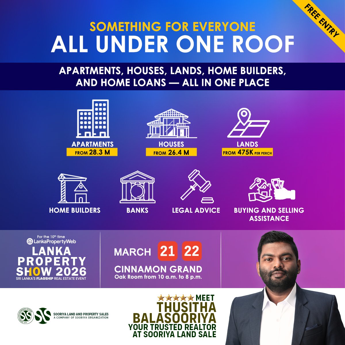 RealThusitha's tweet image. 🤝 I will be participating in the Lanka Property Show 2026 organized by Lanka Property Web.

I warmly invite all my clients, friends, and property enthusiasts to join me at the Cinnamon Grand – Oak Room.

Looking forward to seeing you there!  #RealThusitha
