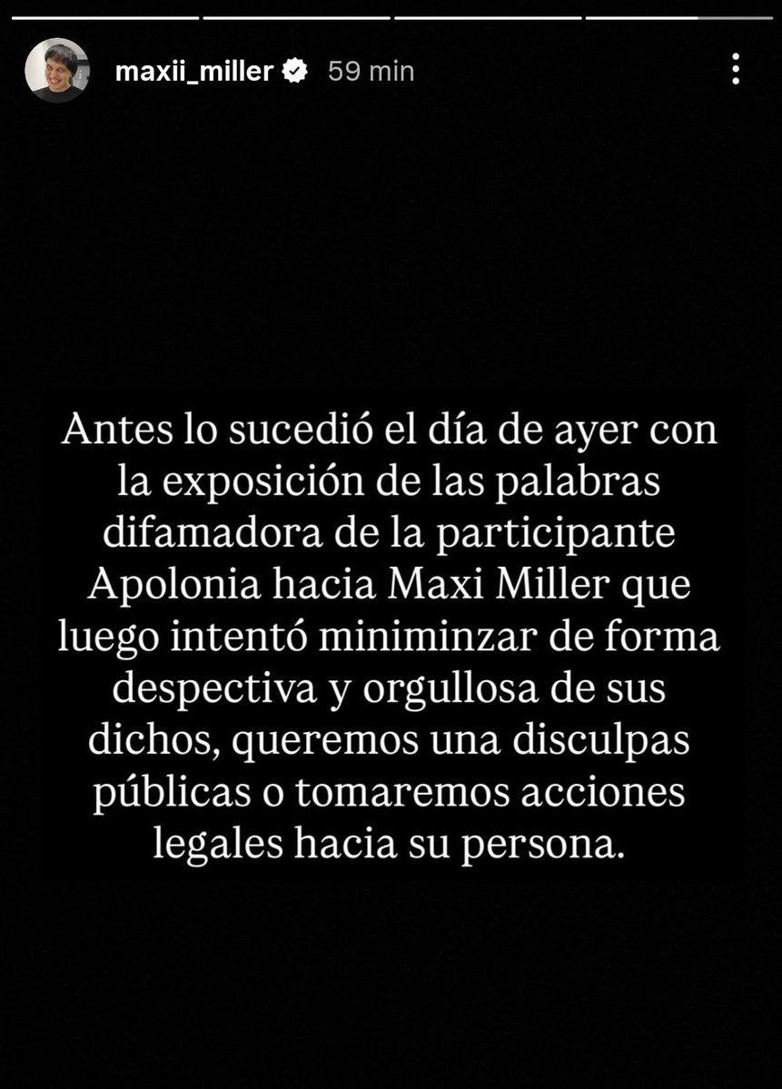 📣 Hacen un comunicado desde el Instagram de Maxi Miller hacia Apolonia.

LA COSA ESTÁ QUE ARDE.
#CarcelGemelos6