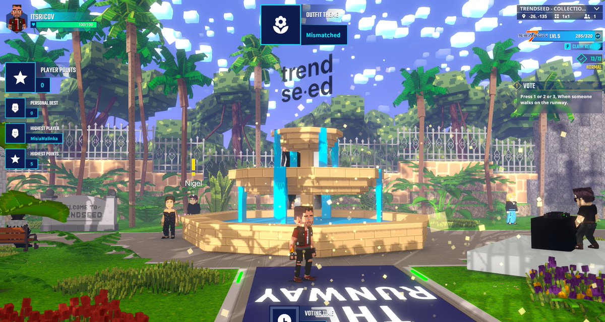 itsRico_v's tweet photo. Catwalk walk complete in The Sandbox Season 7. Rate the fit. @TheSandboxGame https://t.co/T2zz5hQE9q #Season7 https://t.co/bLe5BL5nD8