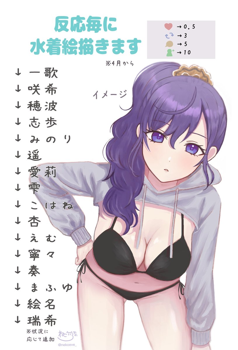 nekoeve_'s tweet photo. 反応毎に水着絵を描く👙
#prsk_FA https://t.co/WemV19Pe8D