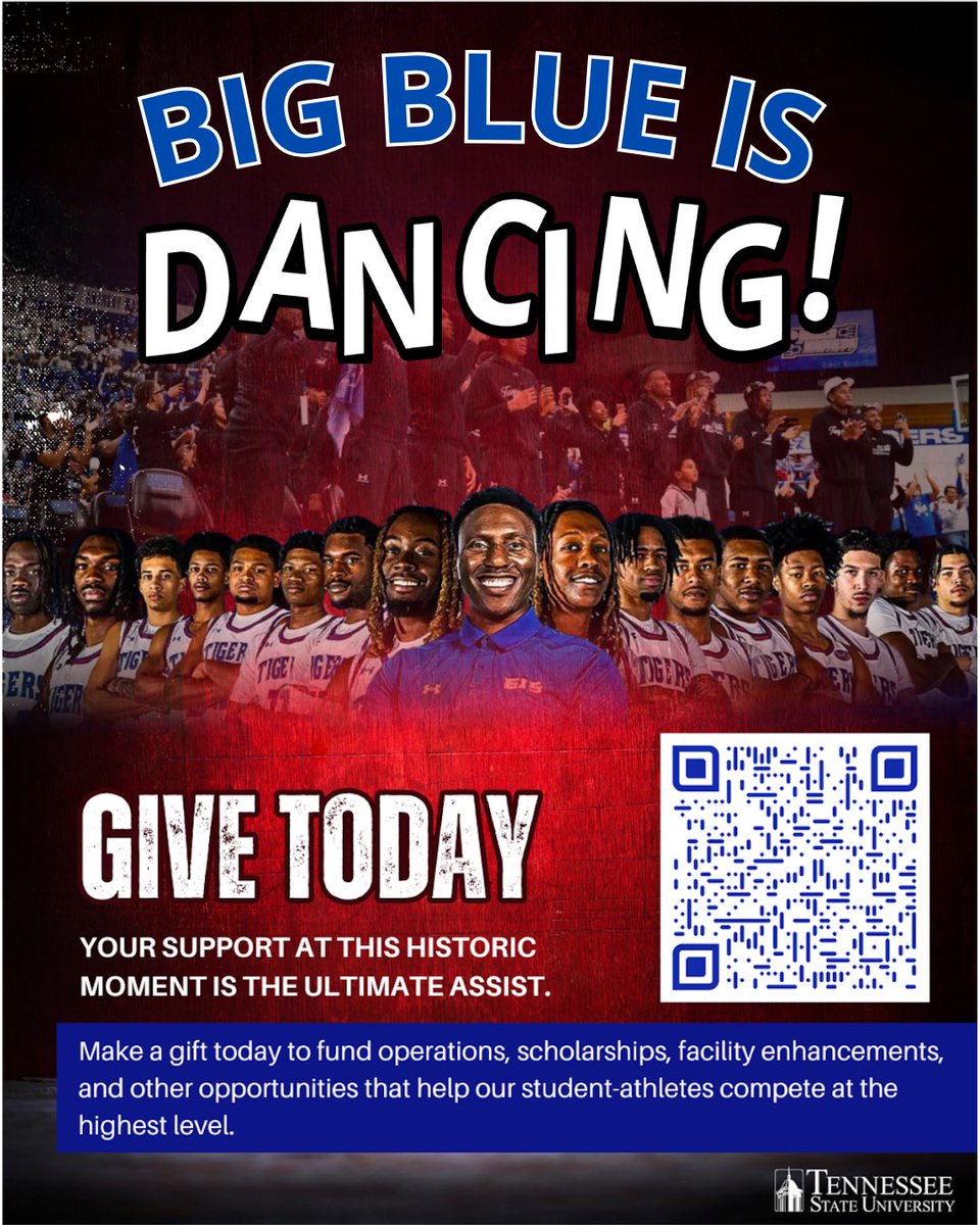 TSUedu's tweet image. Nashville, look up! 👀 We’re on several billboards near you. 🔥

Catch our Tigers lighting up the city for March Madness! 🏀 

Want to be part of this historic moment? Swipe to support TSU Athletics. Every gift fuels scholarships, operations, and the future of our program. 💙