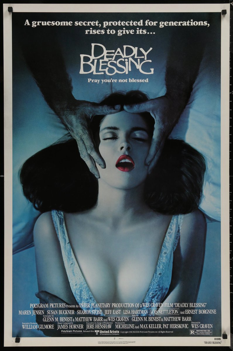 Coming Soon on 4KUHD!
Brand New HDR/DV Master!

Deadly Blessing (1981)
Maren Jensen | Sharon Stone | Ernest Borgnine | Lisa Hartman
Shot by Robert Jessup (Silent Rage)
Music by James Horner (Titanic)
Directed by Wes Craven (A Nightmare on Elm Street | The Serpent and the Rainbow