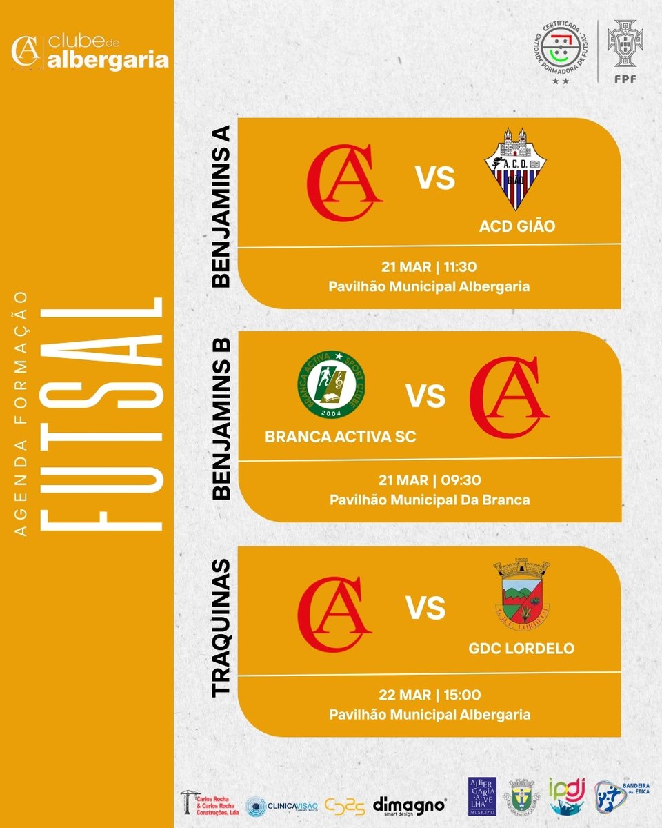 ClubeAlbergaria's tweet photo. 🗓 Agenda Formação - Futebol / Futsal

#Futsal #Futebol #AlbergariaEuSou https://t.co/qjPbIE7GR4