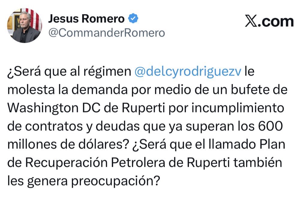 Wilmer Ruperti habría sido detenido según el reporte de una fuente creíble en los Estados Unidos. Pese a la ausencia de confirmación, las detenciones de la última semana sugieren la existencia de una operación dirigida contra actores económicos relacionados a Nicolás Maduro.