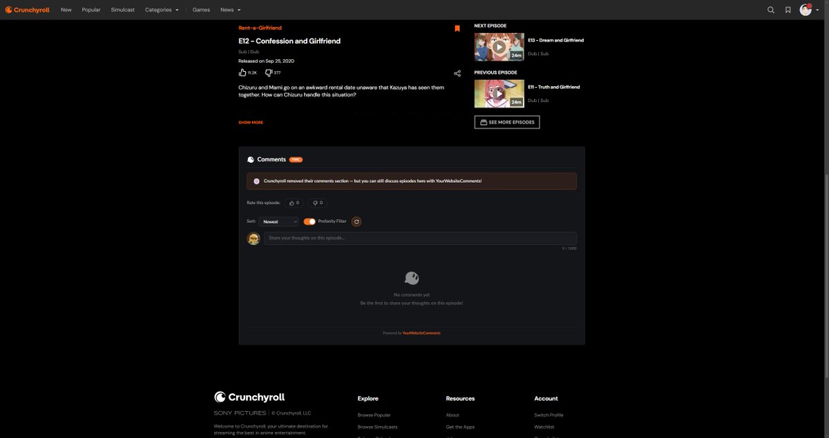 ywcomments's tweet photo. Remember when crunchyroll removed comments

Not anymore

Get the extension and you can comment on any anime. 

https://t.co/gpNc05zmCM https://t.co/akZDjNk2Qw