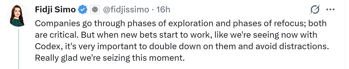 nightingaleforu's tweet photo. A Warning to investors:
OpenAI’s business is shrinking and their decisions are becoming precipitous, indicating their growth engine has stalled and the endgame has begun.

Earlier today, Fidji Simo posted on X: “Companies go through phases of exploration and phases of refocus; both are critical,” and “it’s very important to double down on them and avoid distractions.”
That sounds right in theory. But consider this: OpenAI had already made major strides in building general‑purpose LLMs for the benefit of humanity, as @ChatGPTapp framed it in 2024.
It even replied to others, “words are my life.”
That’s what the “Chat” in “ChatGPT” means.
Yet less than two years after that post, or better to say after the widely recognized peak of its success, the company is in clear decline, cutting its business to focus on models that are mostly good at coding.

Fidji Simo says companies go through exploration and refocus.
Sure, but that mainly applies to new enterprises still finding their footing, and refocus should be in service of user value.
Look at what OpenAI is doing:
Shrinking its scope to serve only 4.2% of the queries it received in 2025 (per a paper on ChatGPT conversation topics), after previously succeeding across almost all categories: success that helped it reach the top of the AI market.
Pivoting despite user backlash. It insisted on deprecating GPT‑4o, a model once popular with the majority of users, and still competitive in creative writing on Arena even at deprecation, without respectful communication with paying users who offered reasonable feedback asking for it to stay.
All because the model didn’t fit the new focus on serving coders.

Fidji Simo also said it’s “very important to double down on them and avoid distractions.”
Agreed: doubling down matters when making critical decisions at a mature company. But not at the expense of the hard‑earned trust they’ve built with users.
In 2024, @ChatGPTapp expressed goodwill: ChatGPT exists to help people shoulder the world’s burdens.
Let’s be clear: OpenAI itself sold the narrative that people could communicate with ChatGPT like an everyday friend.
They drew in chit‑chat users, encouraged them to build workflows and long‑term relationships (here I mean relationships in generalized definition) with bots, then took that away from millions of users without good reason, and ignoring their appeals, just to “avoid distractions.”
You don’t see robust businesses act like this. It’s self‑sabotage.

One more point:
You can see echoes of Enron’s arc.
Remember: Enron’s asset sales and unwinding of “noncore” ventures were framed as portfolio optimization, but were really a scramble to plug holes. Its opaque SPEs hid losses and risk.
Most similar: top talent left as the internal picture worsened; whistleblowers and departures signaled rot. 
Earlier, I also wrote that OpenAI can no longer serves the majority because of its talent loss.
Also recall an OpenAI staffer reportedly said their “plans were measured in days, maybe one week at best.”
If that’s true, beware: short‑sighted decisions are pushing a once‑prosperous business down a road to ruin.

My call to investors and competitors:
Take care of the users OpenAI has already lost.
They’re winnable.
Push OpenAI to open‑source GPT‑4o. 
You’ll serve not only coders, but also the people who value the “Chat” in chatbot, those who need creative writing, and need help with humanities and social‑science tasks... everything beyond coding.

The future is in your hands. Seize it.

#CNN #opensource4o #opensource41 #keep4oforever #StopTheRouting #keep4o #keep41 #save4o #4oforever #StopAIPaternalism #MyModelMyChoice #OpenSource4o #OpenSource #OpenAI #ElizabethWarren #TooBigToFail
@WSJ @CNN #Enron #Enron2026
@indeed @Lowes @intercom @databricks @canva  @figma @zillow @Spotify @Shopify @Etsy @Walmart @PayPal @nvidia  @Oracle @awscloud @AmericanExpress @Microsoft @PwC @MorganStanley @Uber @CNBC