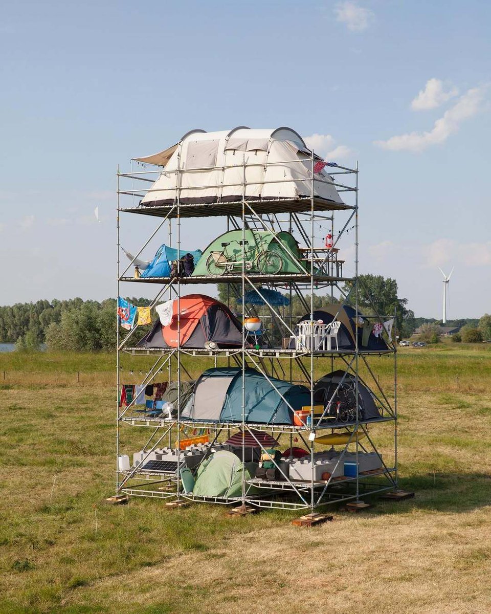 hutdesigns's tweet photo. "Highrise Campsite" created by Dutch artist Willem de Haan is an art installation designed to host multiple tents on a minimal footprint https://t.co/sWiNqetVPw