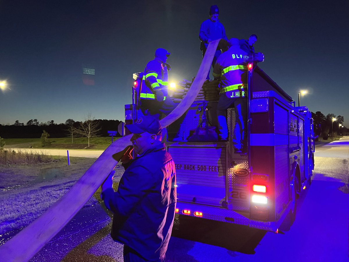 BLFD911's tweet photo. Working on annual hose testing last Tuesday on training night.  Engine 252 with the 5” down Endeavor Boulevard. https://t.co/dmJWPqE2pM