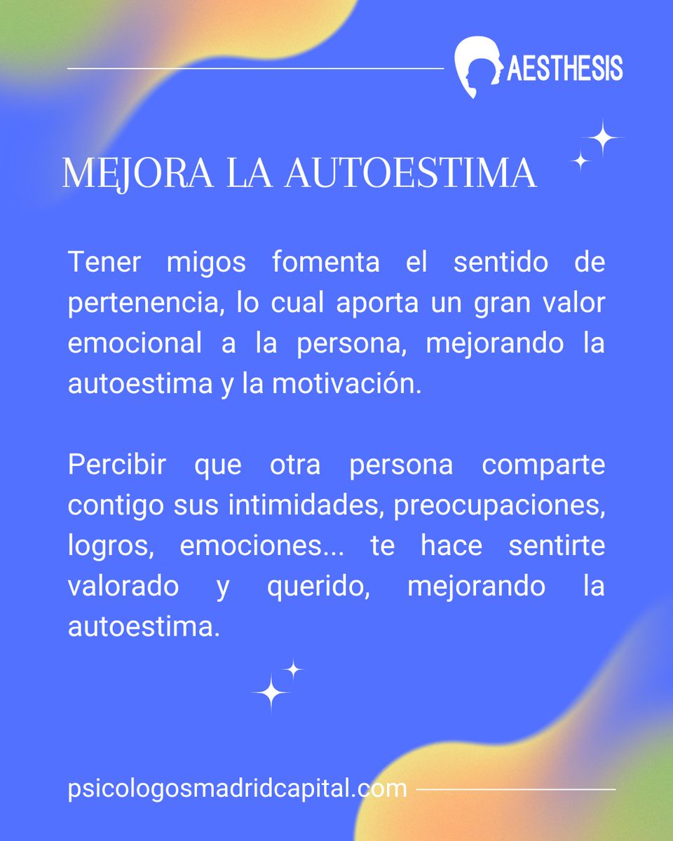 AesthesisPsico's tweet photo. 😊Desde la infancia y hasta la última etapa del ciclo vital, los amigos forman una parte esencial en el día a día de las personas.
👉¿Quieres saber por qué es tan IMPORTANTE tener AMIGOS?
Indaga en nuestro Blog https://t.co/uW1jGuHp1P

#amigos #amistad #importanciaAmigos https://t.co/cBgmtWfidO