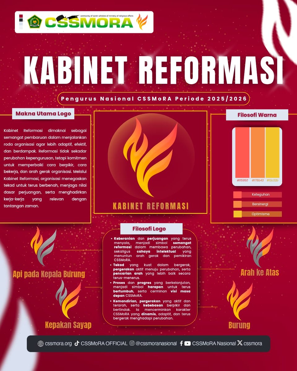CSSMoRA's tweet photo. [KABINET REFORMASI] 
Hari ini, CSSMoRA resmi memperkenalkan Kabinet Reformasi sebagai semangat baru dalam melangkah bersama. "Satu langkah pembaruan, menuju arah yang lebih baik" ✨ Salam "Loyalitas Tanpa Batas" ✊🏻 #pbsb #cssmora #kabinetreformasi #loyalitastanpabatas https://t.co/b01MsbPgrB