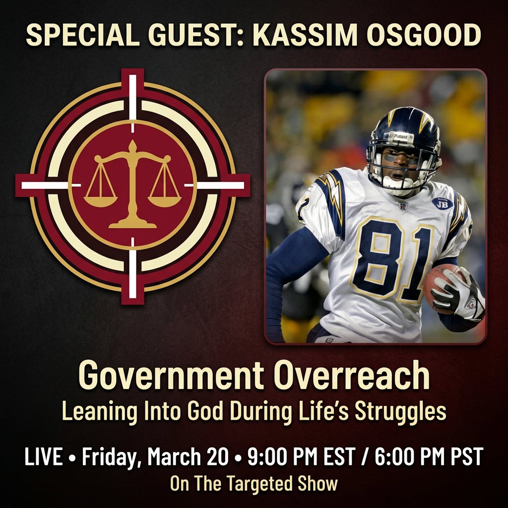thetargetedshow's tweet photo. 🚨 TONIGHT: NFL PRO-BOWLER KASSIM OSGOOD 📷 Government overreach doesn't just target businesses—it targets our lives. Tonight, Kassim Osgood joins The Targeted Show to discuss the fight against overreach and how he leans into God during life's greatest struggles. 📷📷 Don't let the regime silence the American Dream.  📷 WATCH LIVE @ 9PM EST: e-9.html #TheTargetedShow #KassimOsgood #NFL #Faith #StopOverreach #GOP2026 @kassimosgood81 
#TheTargetedShow #Silk #Freedom #Midterms2026 #TheTargetedShow #Silk #PardonMe #GOP2026 #Justice #TheTargetedShow #SAVEAct #2026Midterms #StopThePersecution  @justcallmeCOBB 
@thetargetedshow @MikeC0921 #TheTargetedShow #FreedomTalk #Justice #Targeted #RealFreedomTalk
@POTUS @realDonaldTrump @RogerJStoneJr
@DiamondandSilk @AliceMarieFree @counswarrington
@CatinaMJohnson @EagleEdMartin @_ItsSavannah_
@MarthaByrne10 @MichaelRCaputo @toddchrisley
#AmericanDream #Silk #PardonMe #StopThePersecution #diamondandsilk