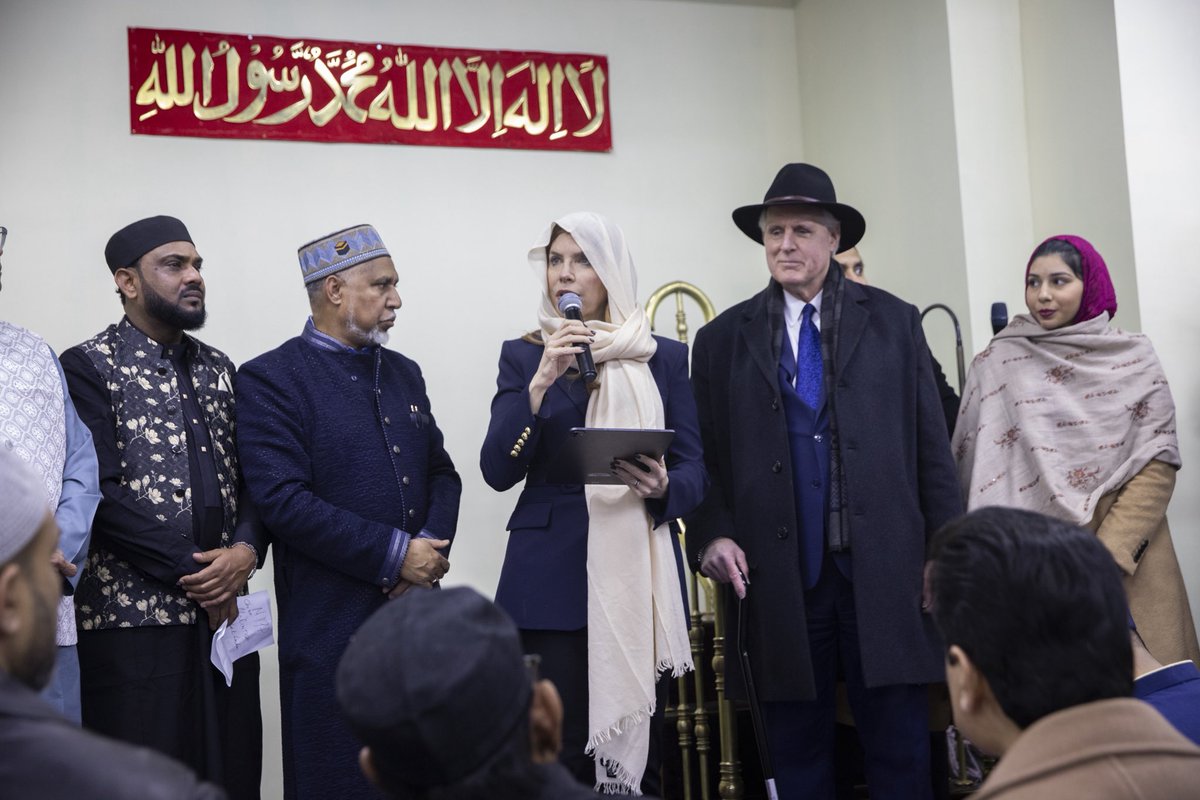 SpeakerMenin's tweet photo. Eid Mubarak! 

It was an honor to join the community at Jamaica Muslim Center to mark the end of Ramadan and celebrate a month of reflection, service, and togetherness. The values at the heart of Ramadan— charity, inclusion, and care— are the values that make this city strong. https://t.co/at9Du7jU9e
