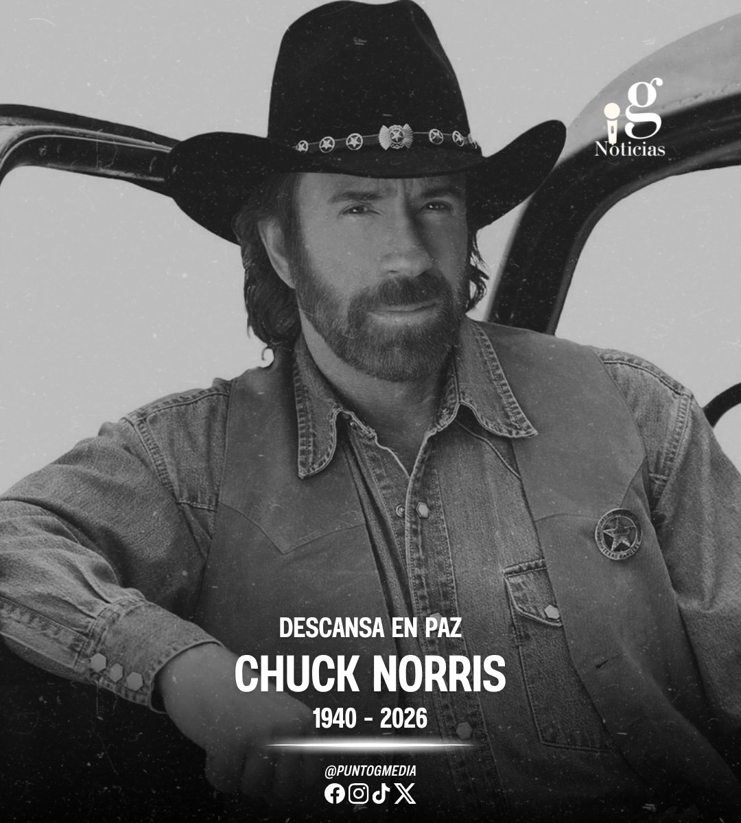 El reconocido actor #ChuckNorris, recordado por su papel en “Walker, Ranger de Texas”, falleció a los 86 años. Días antes, había sido hospitalizado en Hawái por una emergencia médica. Deja un legado icónico en la TV y el cine. 

#PuntoGmedia #PuntoGnoticias #CordellWalker