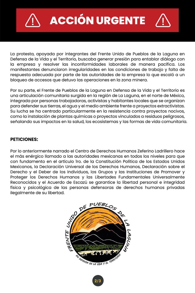 Centro de Derechos Humanos Zeferino Ladrillero AC tweet media