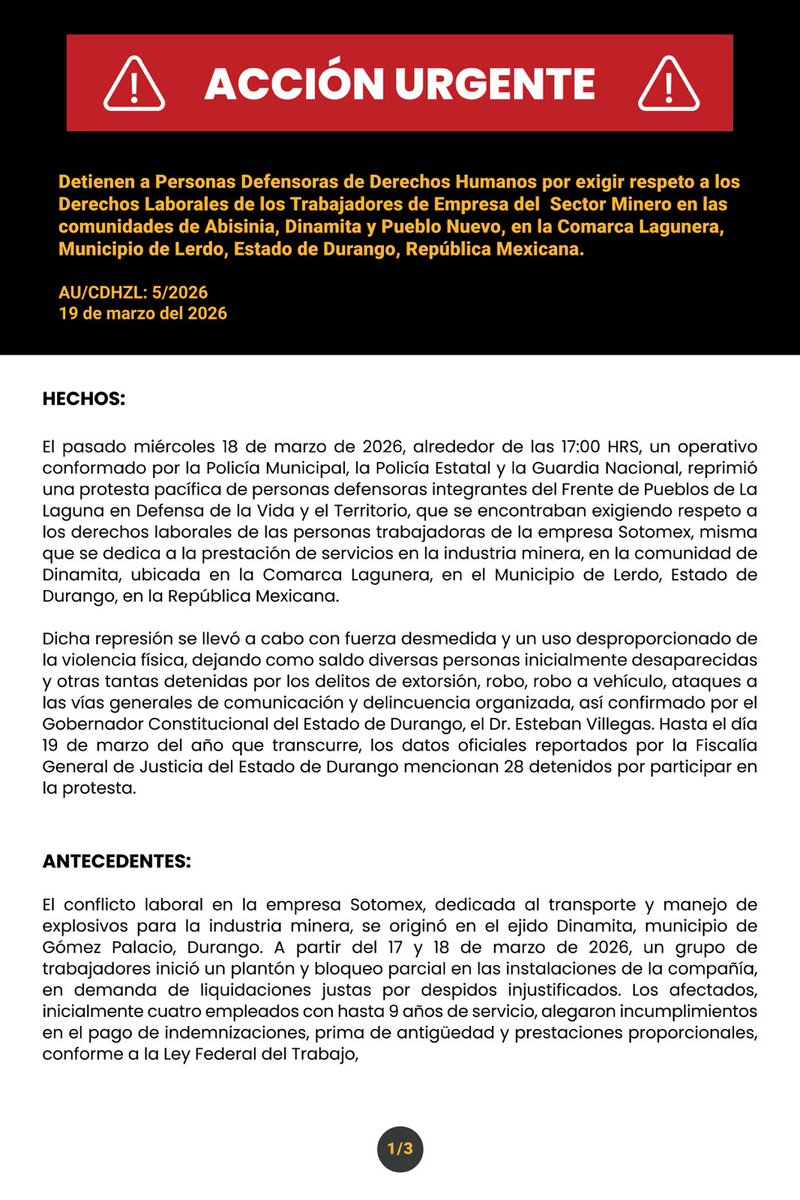 Centro de Derechos Humanos Zeferino Ladrillero AC tweet media