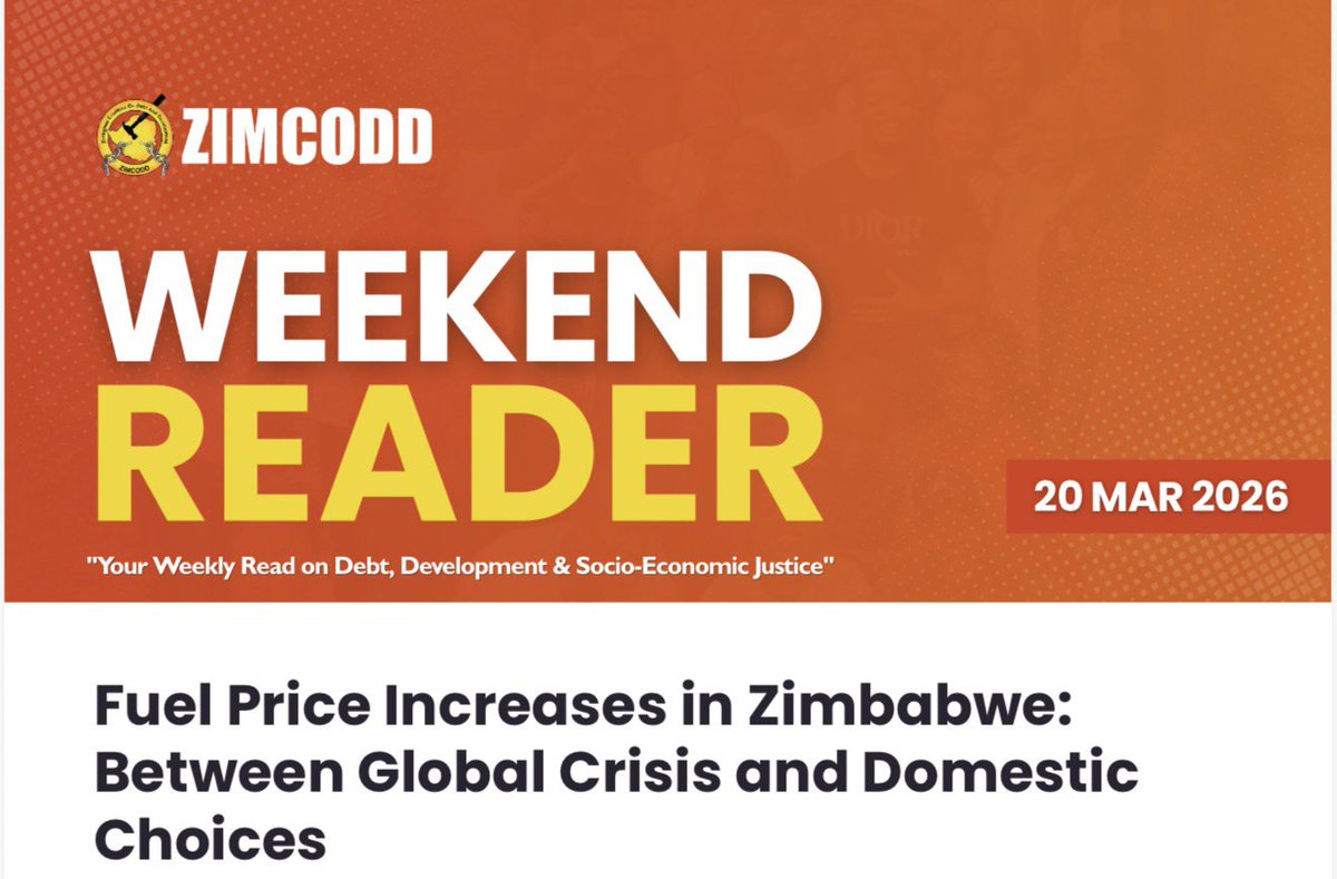 ZIMCODD1's tweet image. Fuel price hikes, performance management reforms, and new opportunities. This week’s #WeekendReader brings critical insights into the issues shaping our economy and everyday lives.

Read more : zimcodd.org/wp-content/upl…