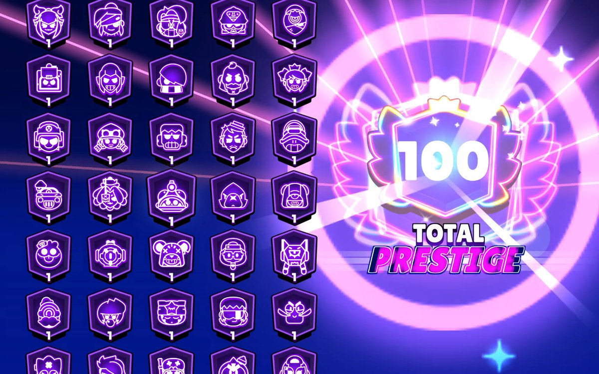 jtchangebs's tweet photo. The grind is finally over. 
100 Brawlers pushed to Prestige 1. ✅ 
Glowy was the final piece of the puzzle. 
This took a massive amount of time, but the final few games were insane. 🏆🌟

#BrawlStars #BrawlStarsGlowy #brawlstarsgameplay #glowy https://t.co/um0MSIXccu