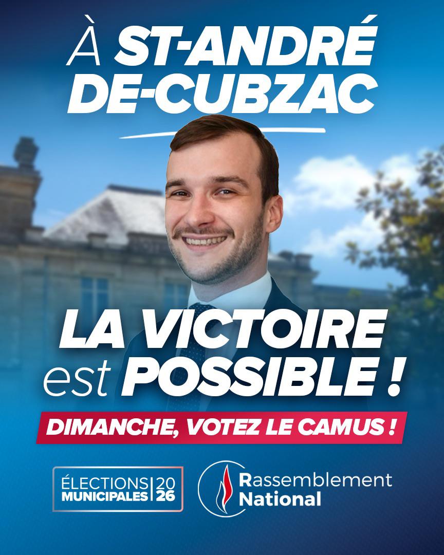 RNational_off's tweet photo. 🔵 Ce dimanche 22 mars, faites le choix de l’alternance et de l’ordre à Saint-André-de-Cubzac : votez @PierreLeCamus !

🇫🇷 Rejoignez le 1er parti de France !
https://t.co/ogj5rAkq7D https://t.co/Ut6r6WVGBz