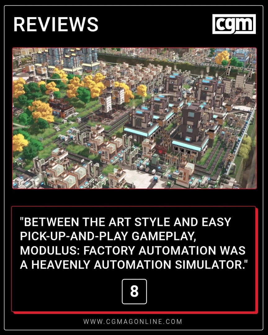 CGMagonline's tweet image. "Between the art style and easy pick-up-and-play gameplay, Modulus: Factory Automation was a heavenly automation simulator."

cgmagonline.com/review/game/mo…

#Modulus #Simulation