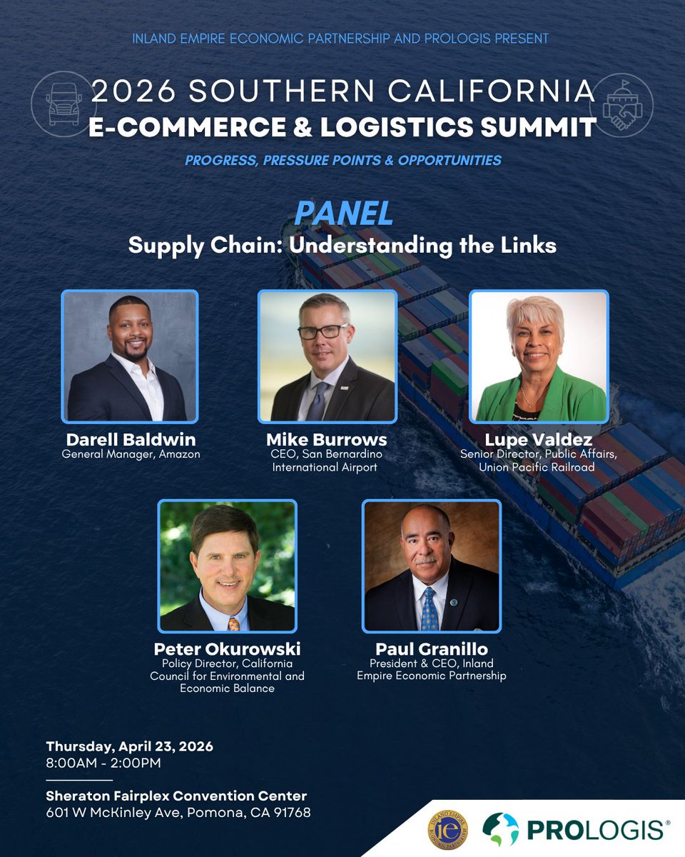 IEEP_'s tweet photo. The IEEP is proud to announce our panel: "Supply Chain: Understanding the Links " This panel brings together leaders across transportation, infrastructure, and policy to discuss the forces shaping the regional and national movement of goods.

🎟️https://t.co/3w7OjQxPKS https://t.co/474cAUsw41