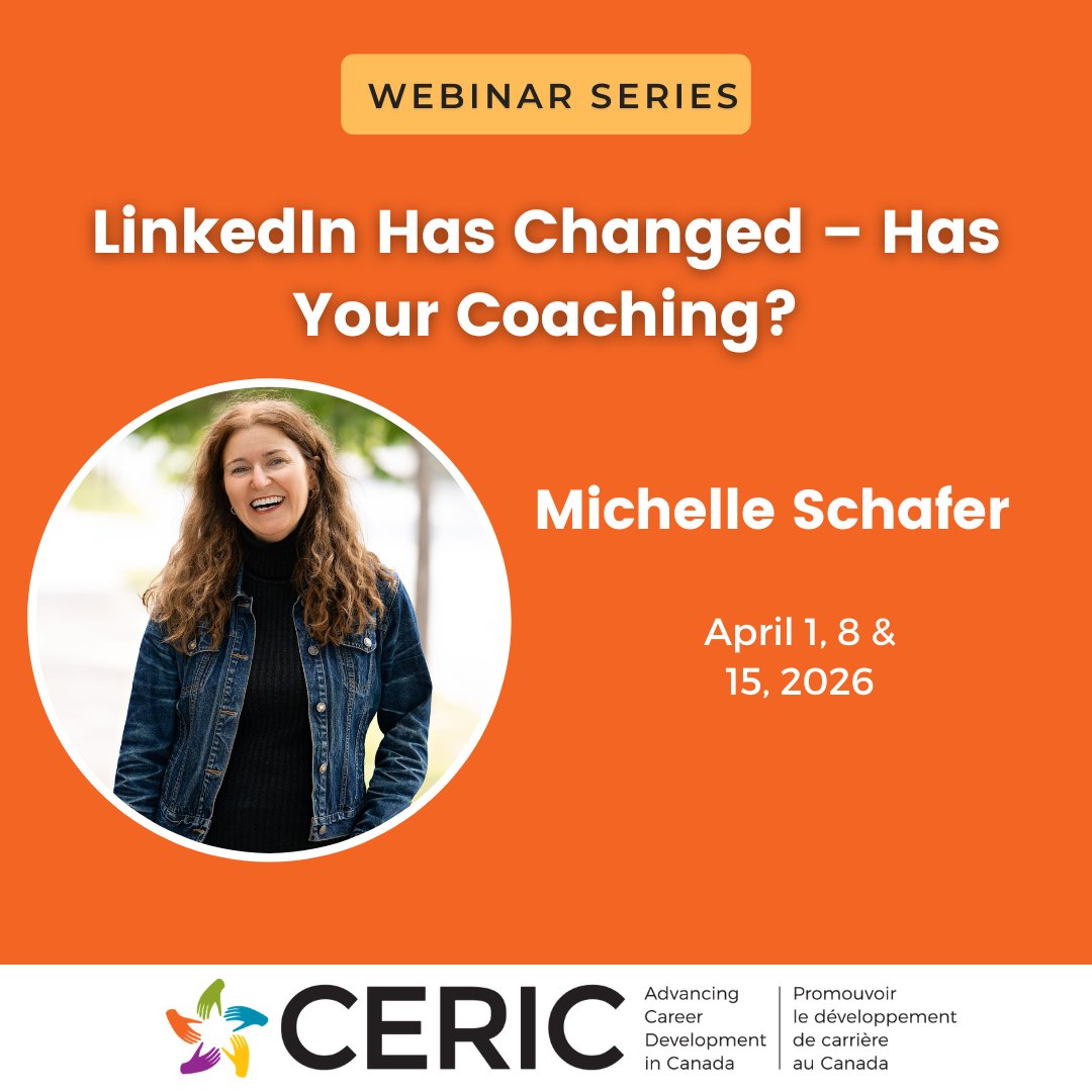 CharityVillage's tweet image. In this three-part #webinar series hosted by @ceric_ca, you will learn from career coach Michelle Schafer about how #LinkedIn can help you or those you support open doors to new opportunities (April 1, 8 &amp;amp; 15). 

Register now! ⬇️

okt.to/OXPcjm