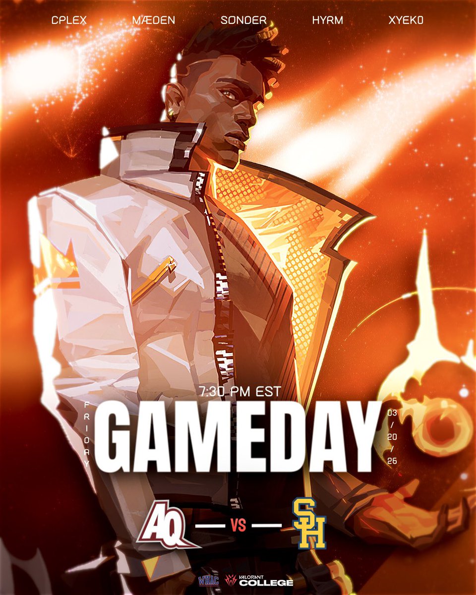 AquinasEsports's tweet image. 𝑮𝑨𝑴𝑬𝑫𝑨𝒀 !
AQ vs SHU
3/20 @ 7:30pm
twitch.tv/aquinasesports

Graphic by @grzadk0wska 

#GoSaints🐶
#aquinas #esports #valorant