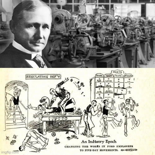 LiamOMaraIV's tweet image. #Taylorism, or #ScientificManagement, comes from the work of #Progressive-era efficiency-expert #FrederickTaylor, born #ThisDayInHistory in 1856. His work caused new heights in #AlienatedLabour. Here is a #JobAction joke on it by #UtahPhillips that I love:
zurl.co/vEM1K