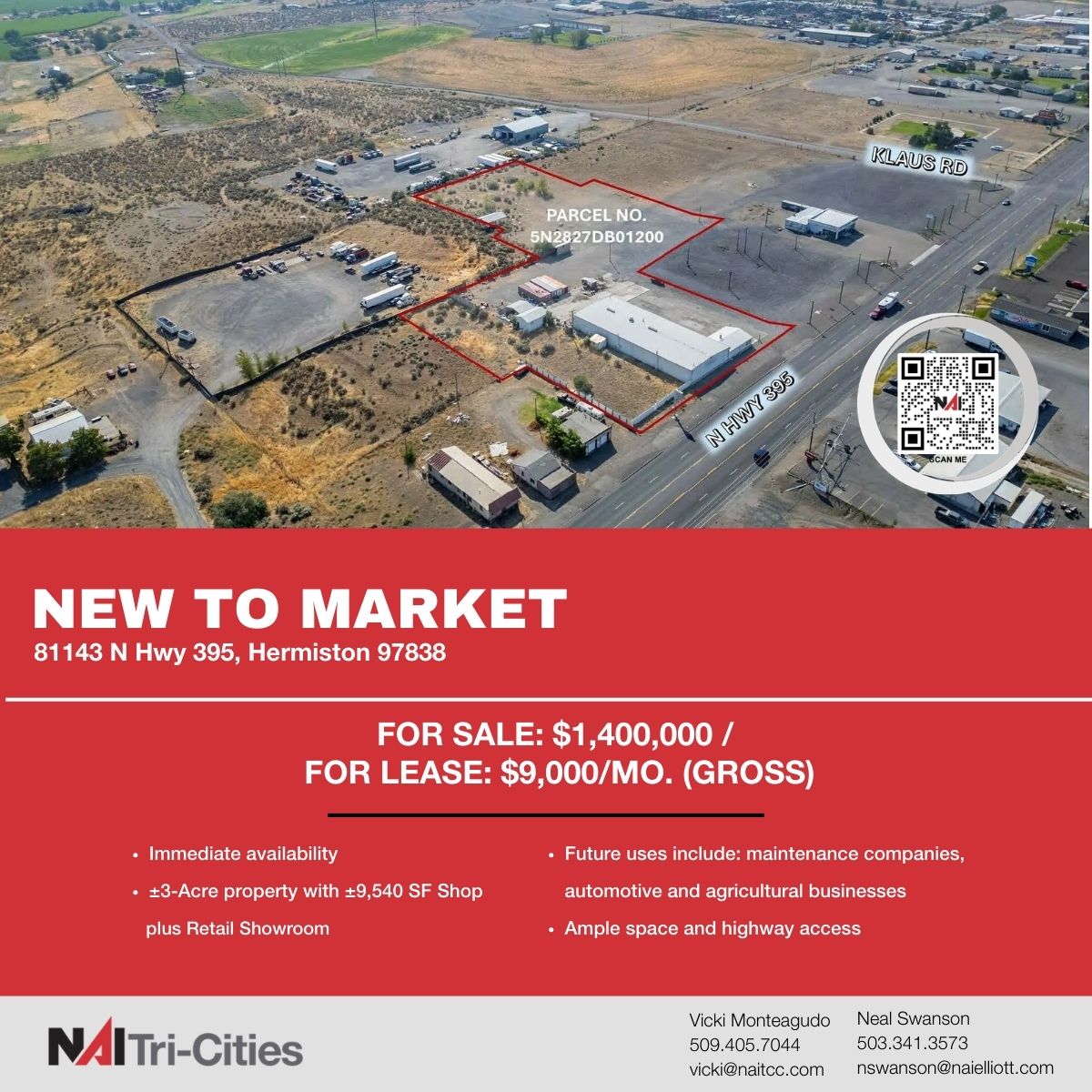 NEW TO MARKET 🚨 | 81143 N Hwy 395 – Hermiston​​

#NAITCC #Hermiston​ #OfficeSpace #CommercialRealEstate #CRE #NAIGlobal #Brokers
