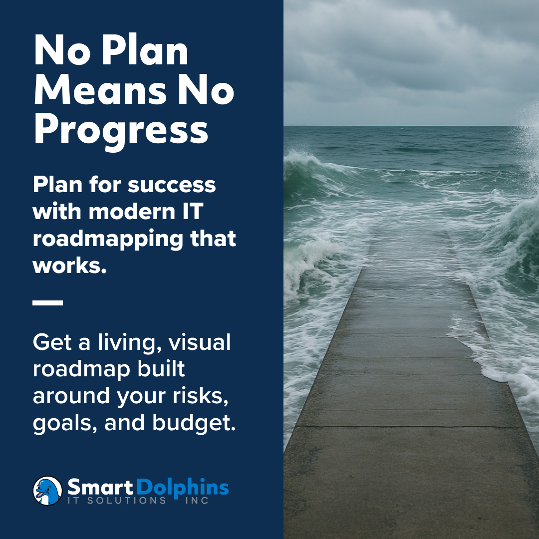 A Smart Dolphins Roadmap means clear direction, proactive decisions, and tangible progress.

Using industry-tested tools, we help clients shift from reactive to strategic work. Building a technology foundation that supports long-term growth.

#SmartDolphins #ITVictoria
