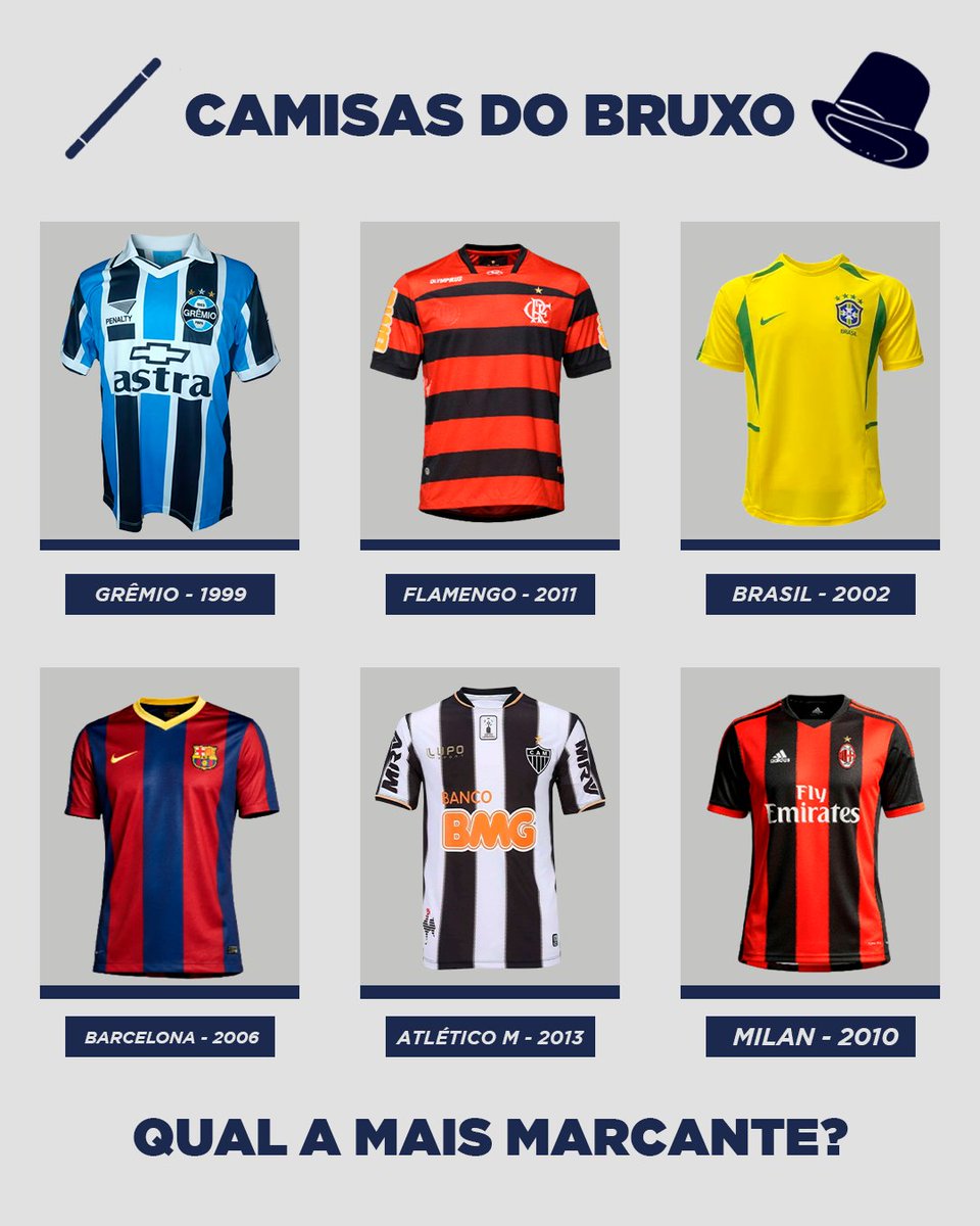 futfanatics's tweet photo. Hoje, Ronaldinho Gaúcho completa 46 anos de muita magia!
Foram muitas camisas históricas que o Bruxo usou durante sua carreira e fizemos um desafio com algumas marcantes.
Para você, qual a mais marcante do Bruxo? 🤔🔥
#Ronaldinho #R10 #Bruxo #Futebol #CamisaDeTime #FutFanatics https://t.co/rvrZpeoG1L