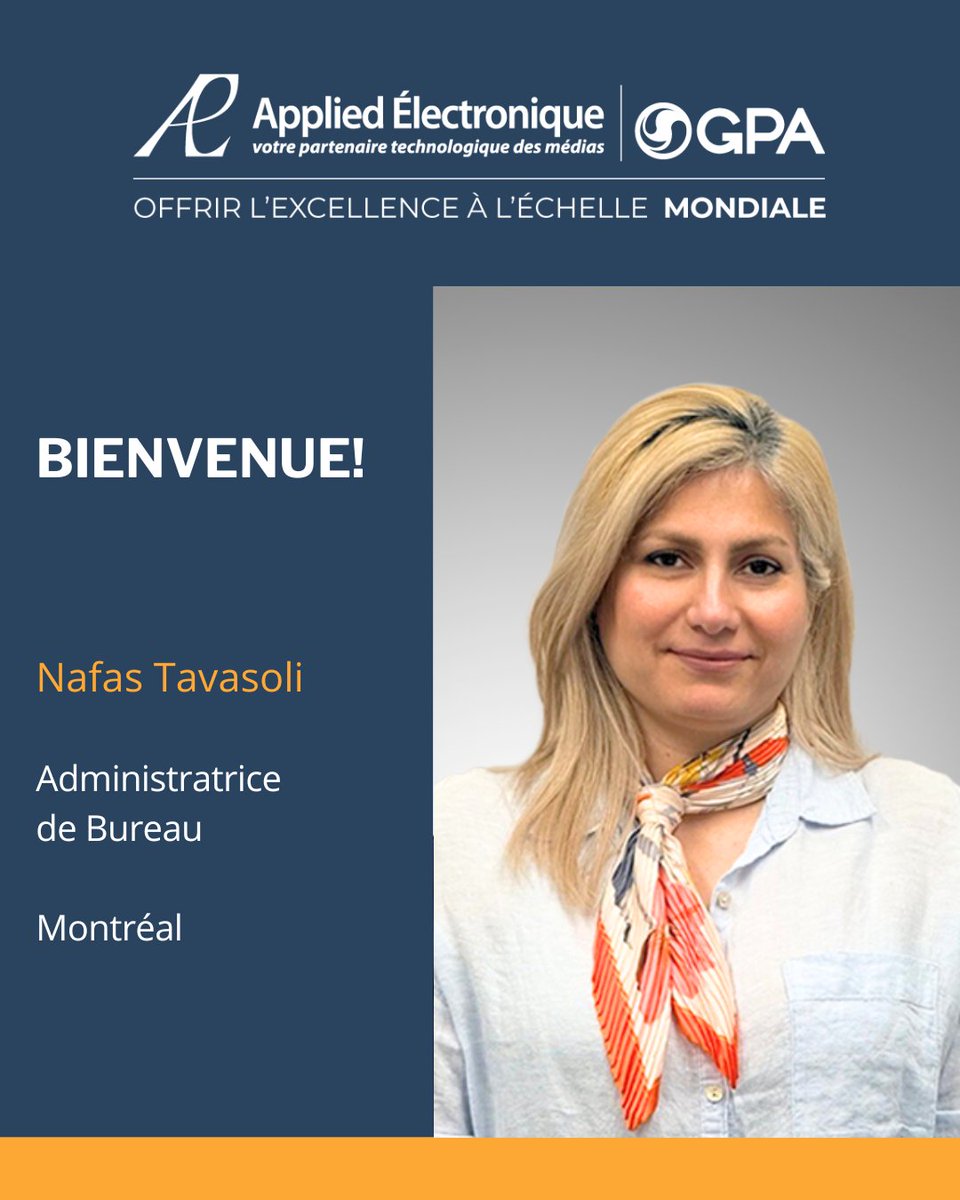 Nous sommes heureux d’accueillir Nafas Tavasoli au sein de notre équipe de Montréal en tant qu’Administratrice de bureau ! 🎉

#AppliedElectronique #Audiovisuel #IndustrieAV #TechnologieAV #SolutionsAV #IntégrationAV #InnovationTechnologique #Équipe #Montréal