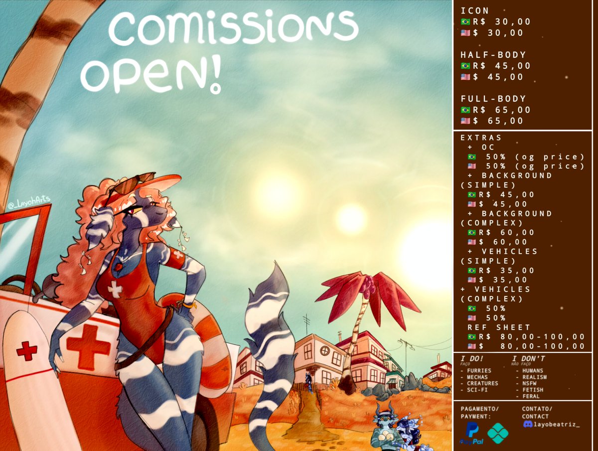 _LayohArts's tweet photo. COMMISSIONS OPEN!  🇧🇷🇺🇸✨️
🇧🇷- Essa é minha tabela de comissões! Caso tenha interesse, mande mensagem no meu discord (layobeatriz_)
🇺🇸- This is my commission table! If you're interested, send me a message on my discord (layobeatriz_) https://t.co/iJ4SXhWAcw