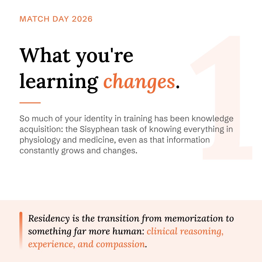EvidenceOpen's tweet photo. Congratulations to every newly matched resident. From the OpenEvidence physician team to the Match Day class of 2026, here's what we wish someone had told us.

#Match2026