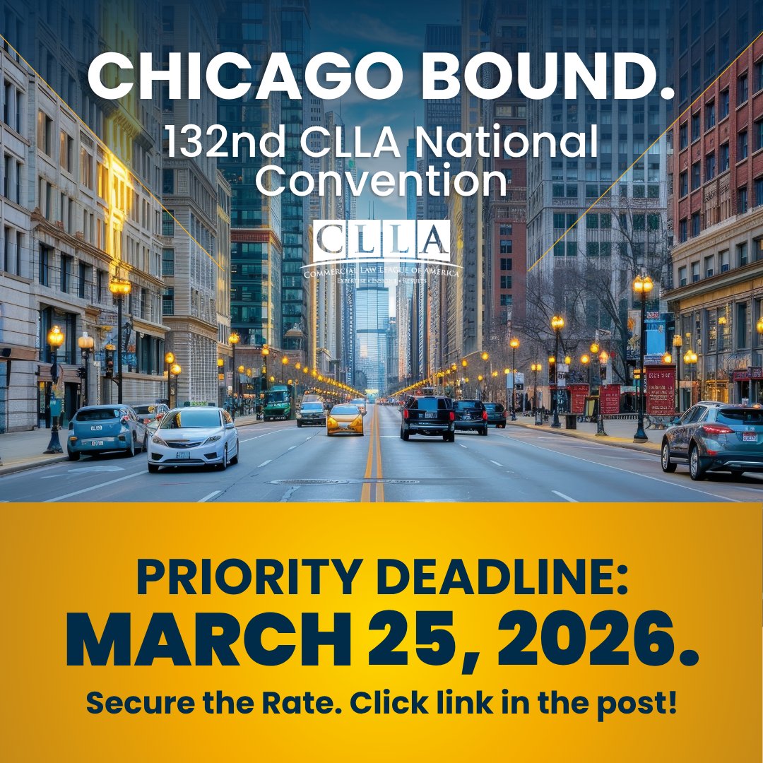 CLLAInforms's tweet photo. Chicago is calling! ποΈ
Join us for the 132nd CLLA National Convention this May 13-15. Don't miss the premier event for legal & credit pros in the Windy City! π¬οΈ
β³ PRIORITY DEADLINE: March 25
Secure best rates now: https://t.co/i3GEpulPf7
#CLLA #LegalNetworking #Chicago https://t.co/tvrEPgaOEL