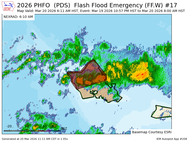 PWXForecasting's tweet photo. HFO continues Flash Flood Emergency [flash flood: observed, flash flood damage threat: catastrophic] for Oahu in Honolulu [HI] till Mar 20, 8:00 AM HST https://t.co/zV0WS3JlL5 https://t.co/j7Z3jeZJtP