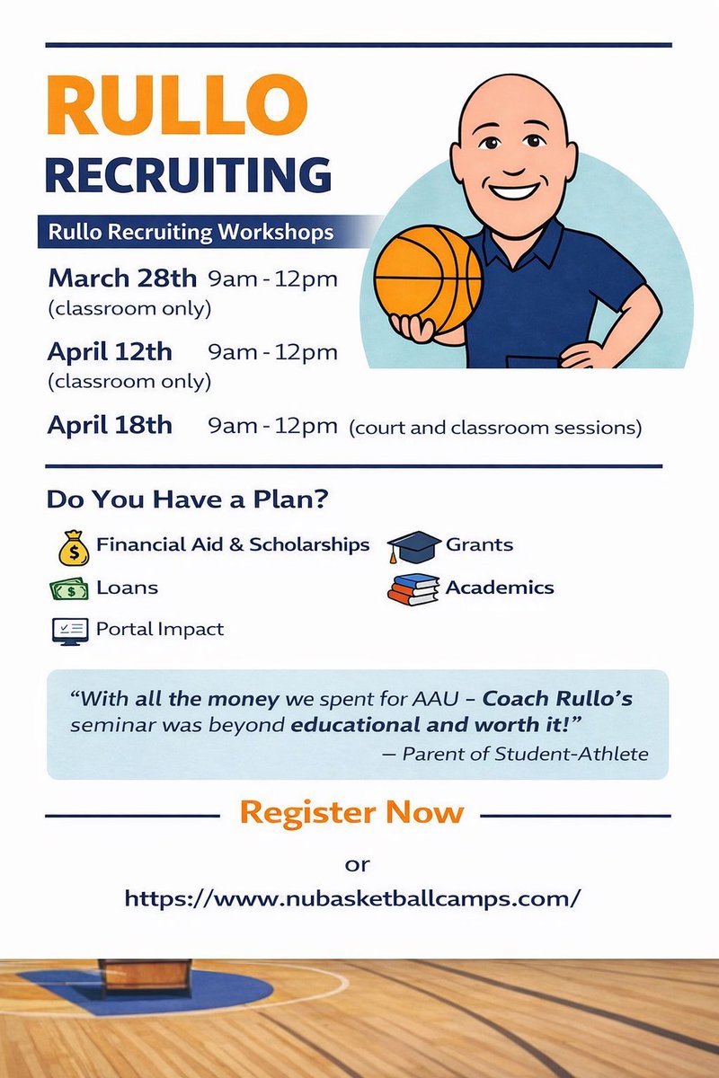 JimRullo's tweet photo. Looking for an opportunity or just trying to navigate the basketball recruiting landscape. Grades 9-12

Sign up as spots will be limited for these classroom sessions https://t.co/esTgRHn2Pw
