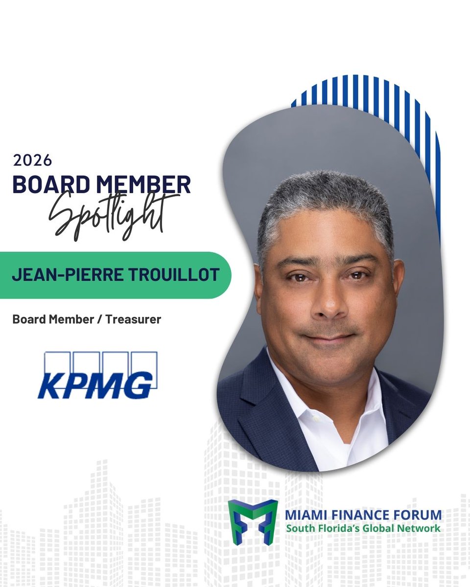 This month, we are pleased to spotlight Jean-Pierre, Partner in KPMG's Deal Advisory &amp; Strategy practice and valued member of the Miami Finance Forum.

#MiamiFinanceForum