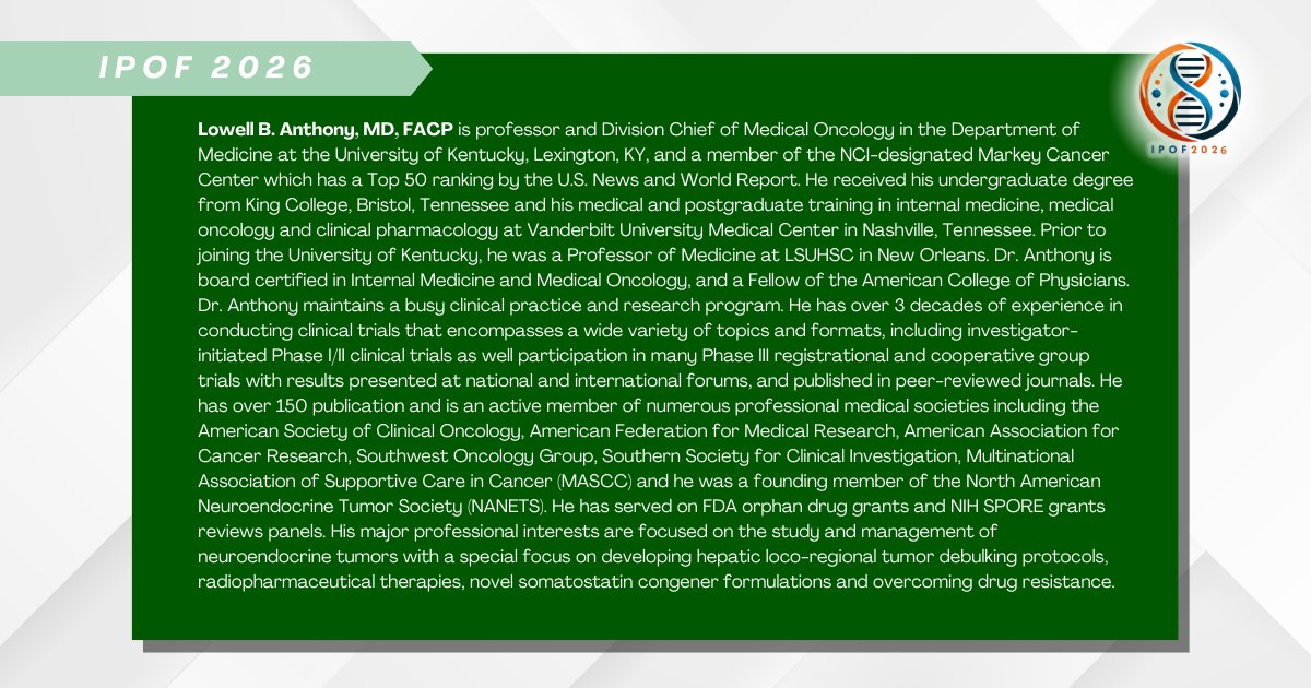 JIPOEditors's tweet photo. Excited to have Dr. Lowell Anthony joining us at #IPOF2026 on April 11th with a NET Management Update! 

Meeting website &amp; registration: https://t.co/HL22nRb2Fg 

#precisiononcology #CincinnatiOH #JIPO #medconference 

@OncologyNetwork 
@LowellAnthony https://t.co/dAoFfnGjDy