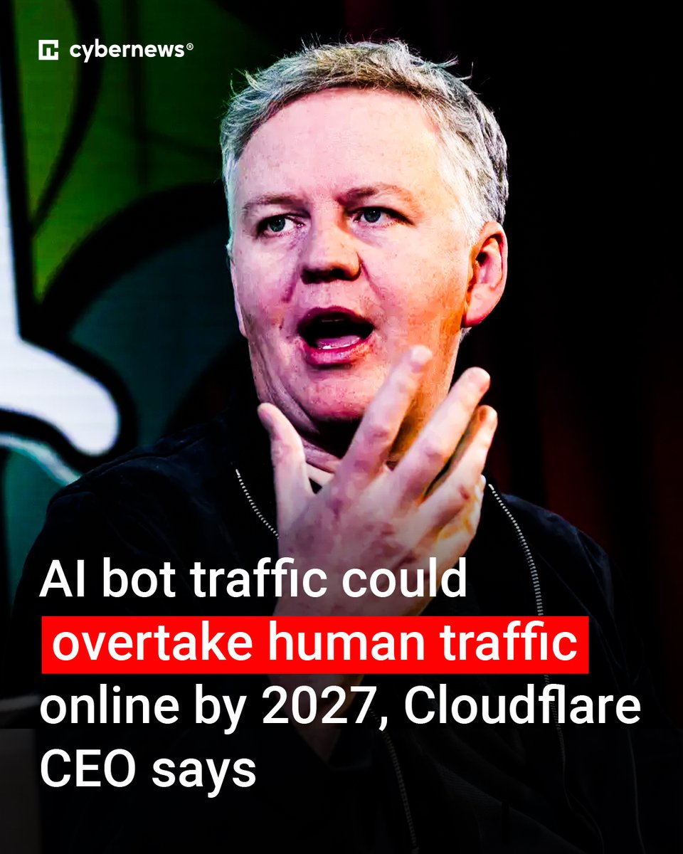 Cybernews's tweet image. Two more years and bots will have taken over the internet, says Cloudflare CEO Matthew Prince. More: cnews.link/ai-bot-traffic…

#Cloudflare #bot