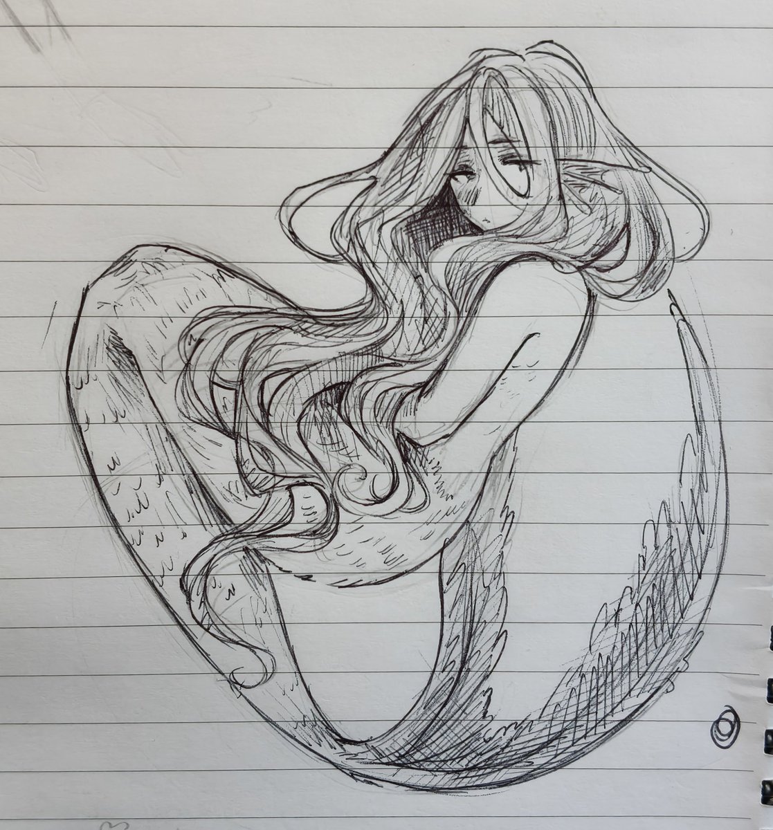 Mewfuruya's tweet photo. Wish I drew this on my sketchbook instead of my notes because the hair turned out better than expected T-T
#artshare #artmoots https://t.co/Mk8oyiNCRq