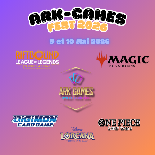 ARK-Games Annonce Evènement !!!

Le retour du ARK-Games FEST 2026 arrive prochainement !
Rester vigilant 🤩

Le 09 et 10 mai 2026