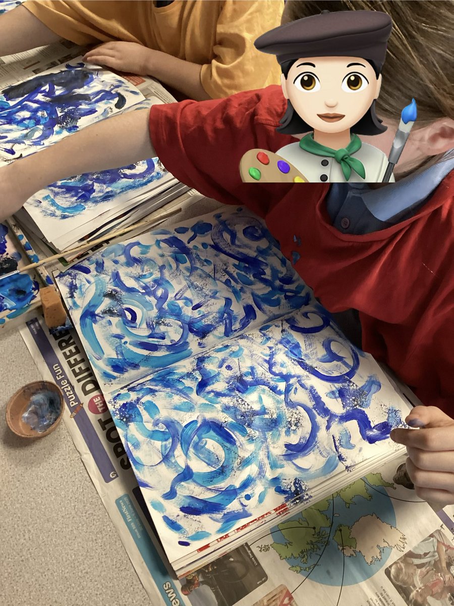 belindajohn71's tweet photo. Spending the end of the day with Year 3 creating our backgrounds for our Van Gogh inspired landscapes #brushtechnique #paintingtools #brushmarks #colourmixing https://t.co/9ZRbZhFVR5