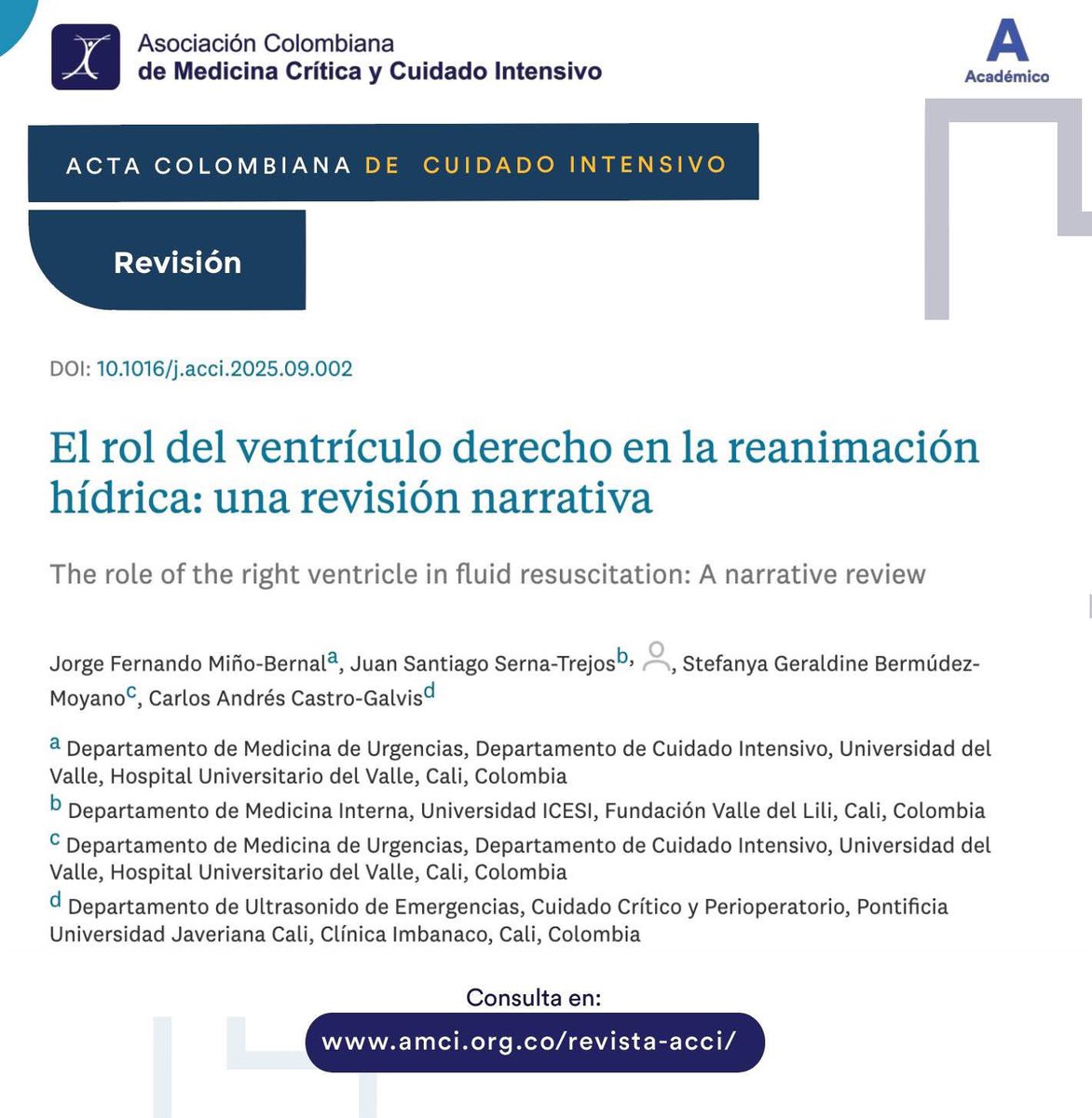 AMCI_Colombia's tweet photo. Revisión del #actacolombianadecuidadointensivo
El ventrículo derecho (VD), históricamente subestimado en la fisiopatología cardiovascular, ha demostrado ser determinante en la evolución del paciente crítico.
Lea más en: https://t.co/QKPQhlrzjs https://t.co/mBuvtN0GBK