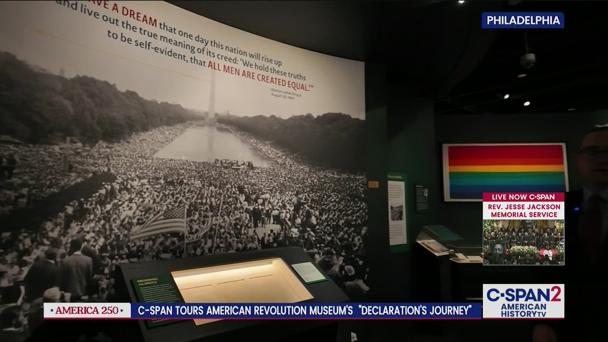 CSPANClassroom's tweet image. This NEW lesson features a tour of the @AmRevMuseum's "The Declaration's Journey" exhibit in Philadelphia, which details the history and global impact of the Declaration of Independence from 1776 to today: c-span.org/classroom/docu….

#America250 #Declaration #SSChat #EdChat